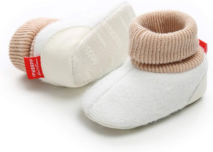 Baby Boy Girl Fleece Booties Newborn Cozy Winter Warm Socks Toddler Non-Slip Soft Sole Crib Shoes…